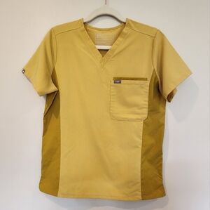 FIGS Catarina One Pocket Gold Scrub Top Women's Size Medium